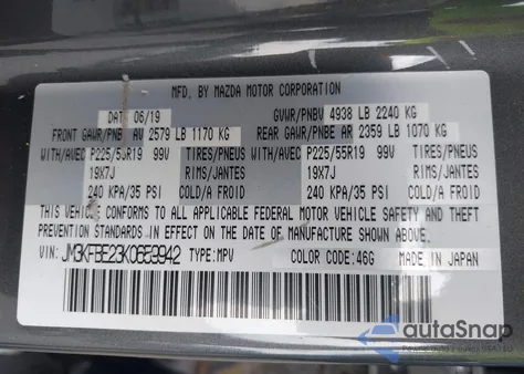 2019 Mazda Cx-5 Signature W/Diesel from USA, damaged, VIN JM3KFBE23K0659942